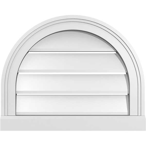 Ekena Millwork Round Top Surface Mount PVC Gable Vent: Functional, w/ 2"W x 2"P Brickmould Sill Frame, 20"W x 16"H - GVPRT20X1603SF