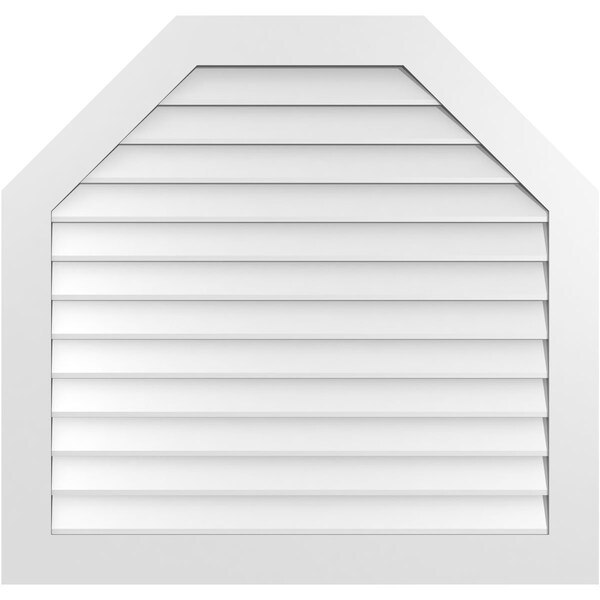 Ekena Millwork Octagonal Top Surface Mount PVC Gable Vent w/ 3-1/2"W x 1"P Standard Frame, 42"W x 40"H - GVPOT42X4001SN
