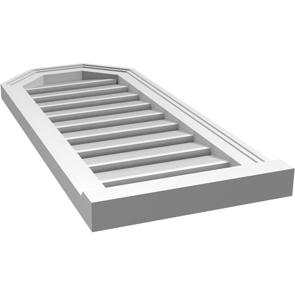 Ekena Millwork Octagonal Top Surface Mount PVC Gable Vent w/ 2"W x 2"P Brickmould Sill Frame, 14"W x 32"H - GVPOT14X3203SF