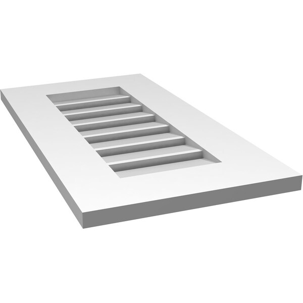 Ekena Millwork Vertical Surface Mount PVC Gable Vent: Functional, w/ 3-1/2"W x 1"P Standard Frame, 14"W x 26"H - GVPVE14X2601SF