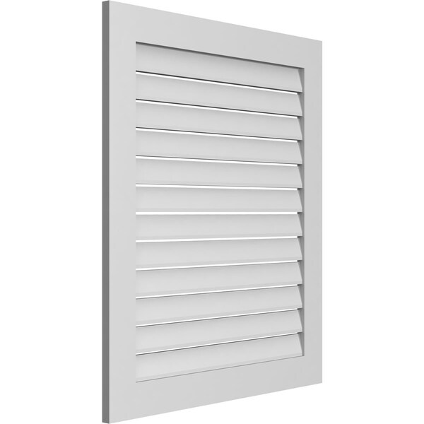 Ekena Millwork Vertical Surface Mount PVC Gable Vent: Functional, w/ 3-1/2"W x 1"P Standard Frame, 34"W x 40"H - GVPVE34X4001SF