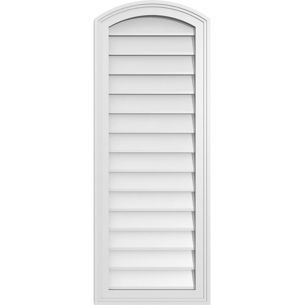 Ekena Millwork Arch Top Surface Mount PVC Gable Vent: Functional, w/ 2"W x 1-1/2"P Brickmould Frame, 16"W x 42"H - GVPAR16X4202SF