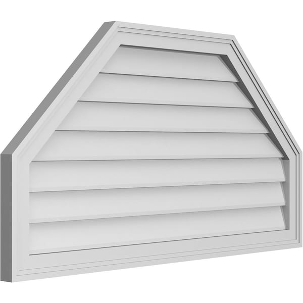 Ekena Millwork Octagonal Top Surface Mount PVC Gable Vent w/ 2"W x 1-1/2"P Brickmould Frame, 40"W x 22"H - GVPOT40X2202SN