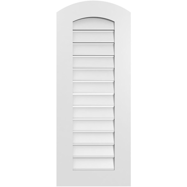 Ekena Millwork Arch Top Surface Mount PVC Gable Vent: Non-Functional, w/ 3-1/2"W x 1"P Standard Frame, 16"W x 38"H - GVPAR16X3801SN