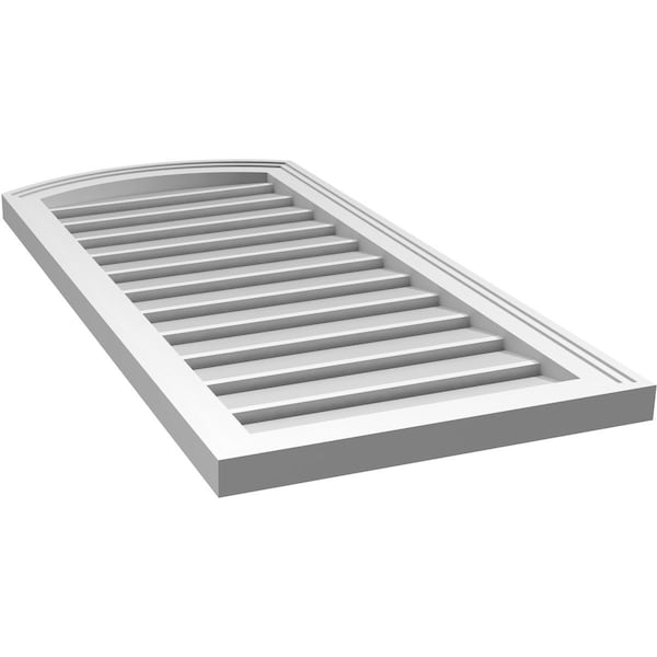Ekena Millwork Arch Top Surface Mount PVC Gable Vent: Non-Functional, w/2"W x 1-1/2"P Brickmould Frame, 18"W x 36"H - GVPAR18X3602SN