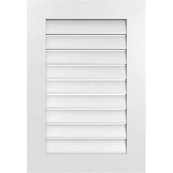 Ekena Millwork Vertical Surface Mount PVC Gable Vent: Functional, w/ 3-1/2"W x 1"P Standard Frame, 22"W x 32"H - GVPVE22X3201SF