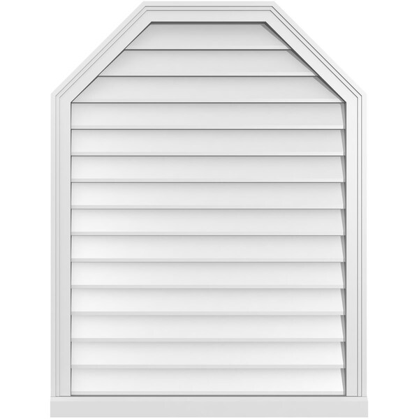 Ekena Millwork Octagonal Top Surface Mount PVC Gable Vent w/ 2"W x 2"P Brickmould Sill Frame, 32"W x 42"H - GVPOT32X4203SN