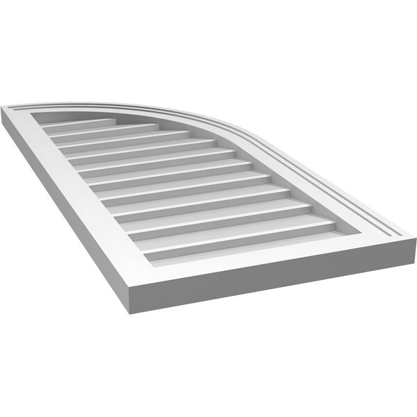 Ekena Millwork Quarter Round Top Right Surface Mount PVC Gable Vent w/ 2"W x 1-1/2"P Brickmould Frame, 16"W x 34"H - GVPQR16X3402SN