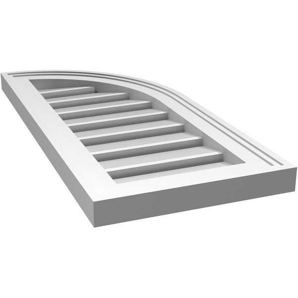 Ekena Millwork Quarter Round Top Right Surface Mount PVC Gable Vent w/ 2"W x 1-1/2"P Brickmould Frame, 12"W x 26"H - GVPQR12X2602SF