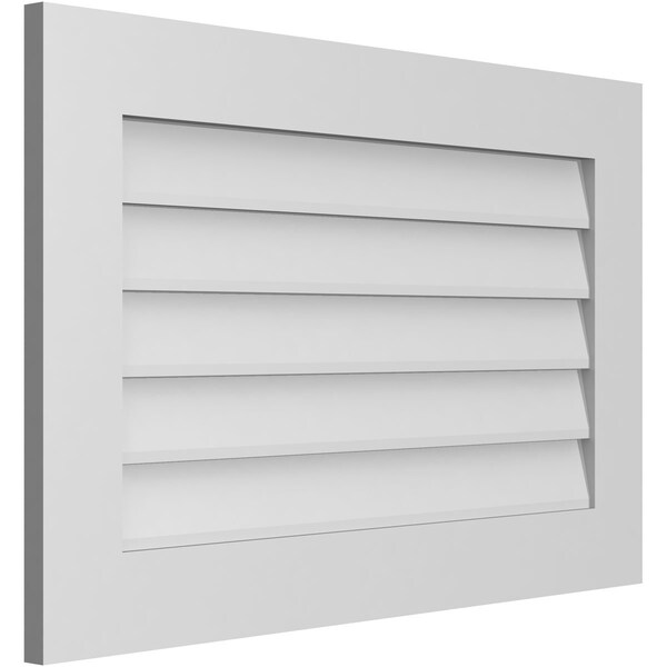 Ekena Millwork Vertical Surface Mount PVC Gable Vent: Non-Functional, w/3-1/2"W x 1"H, Standard Frame, 34"W x 22"H - GVPVE34X2201SN