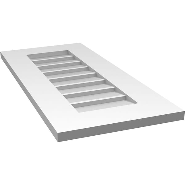 Ekena Millwork Vertical Surface Mount PVC Gable Vent: Non-Functional, w/ 3-1/2"W x 1"P Standard Frame, 14"W x 30"H - GVPVE14X3001SN