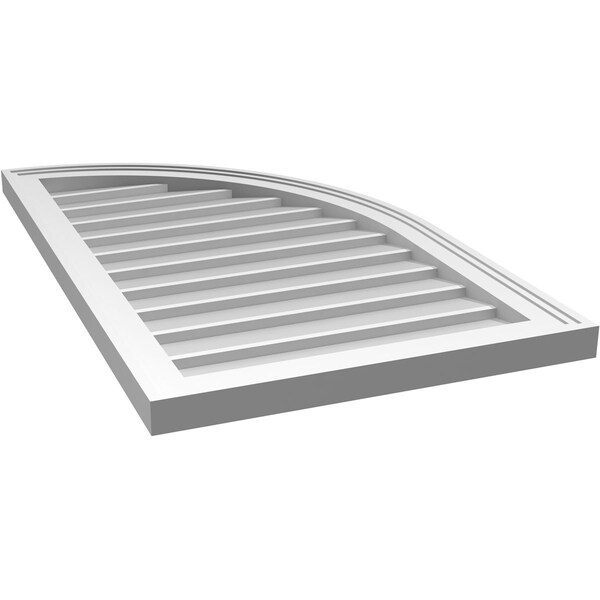 Ekena Millwork Quarter Round Top Right Surface Mount PVC Gable Vent w/ 2"W x 1-1/2"P Brickmould Frame, 20"W x 34"H - GVPQR20X3402SN