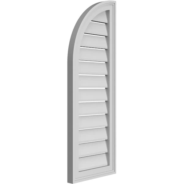 Ekena Millwork Quarter Round Top Left Surface Mount PVC Gable Vent w/ 2"W x 1-1/2"P Brickmould Frame, 14"W x 38"H - GVPQL14X3802SF