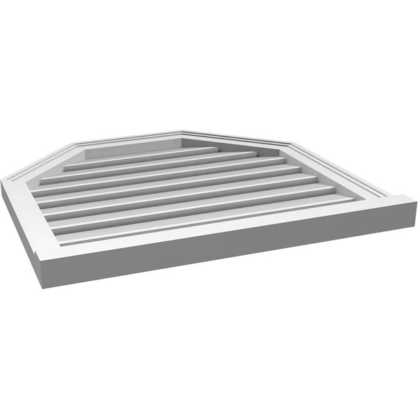 Ekena Millwork Octagonal Top Surface Mount PVC Gable Vent w/ 2"W x 2"P Brickmould Sill Frame, 28"W x 26"H - GVPOT28X2603SF