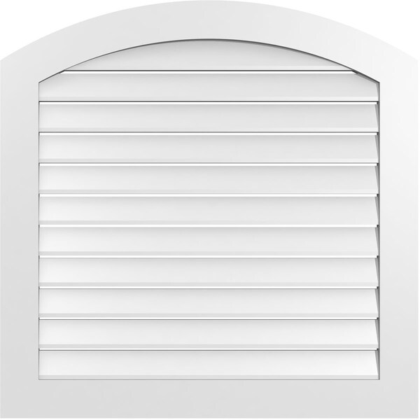 Ekena Millwork Arch Top Surface Mount PVC Gable Vent: Non-Functional, w/ 3-1/2"W x 1"P Standard Frame, 36"W x 42"H - GVPAR36X4201SN