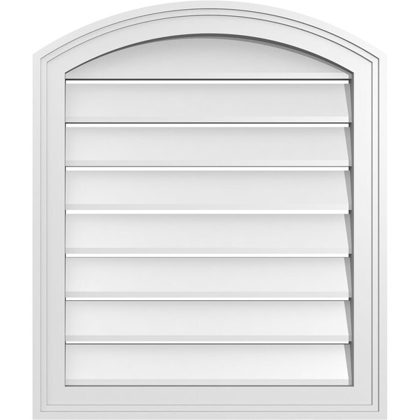 Ekena Millwork Arch Top Surface Mount PVC Gable Vent: Non-Functional, w/2"W x 1-1/2"P Brickmould Frame, 22"W x 24"H - GVPAR22X2402SN
