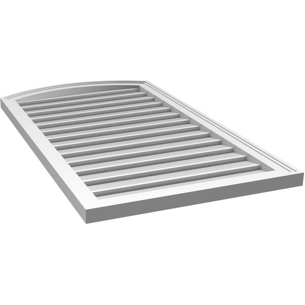 Ekena Millwork Arch Top Surface Mount PVC Gable Vent: Non-Functional, w/2"W x 1-1/2"P Brickmould Frame, 24"W x 40"H - GVPAR24X4002SN