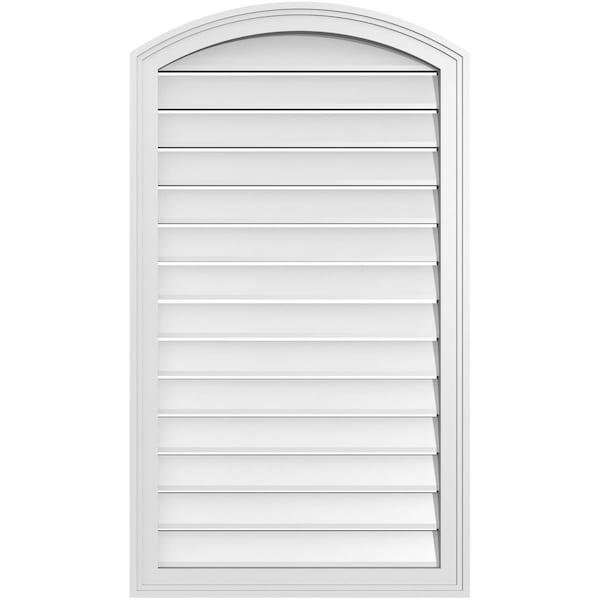 Ekena Millwork Arch Top Surface Mount PVC Gable Vent: Non-Functional, w/2"W x 1-1/2"P Brickmould Frame, 24"W x 40"H - GVPAR24X4002SN