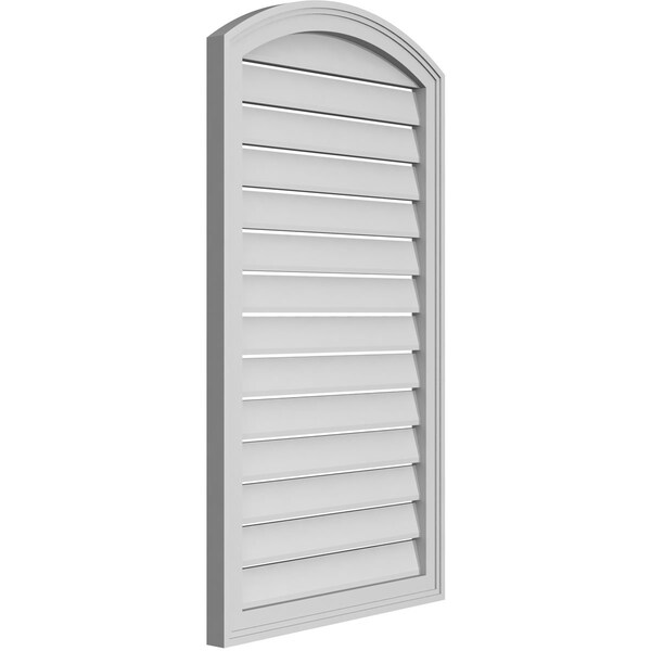 Ekena Millwork Arch Top Surface Mount PVC Gable Vent: Non-Functional, w/2"W x 1-1/2"P Brickmould Frame, 24"W x 40"H - GVPAR24X4002SN
