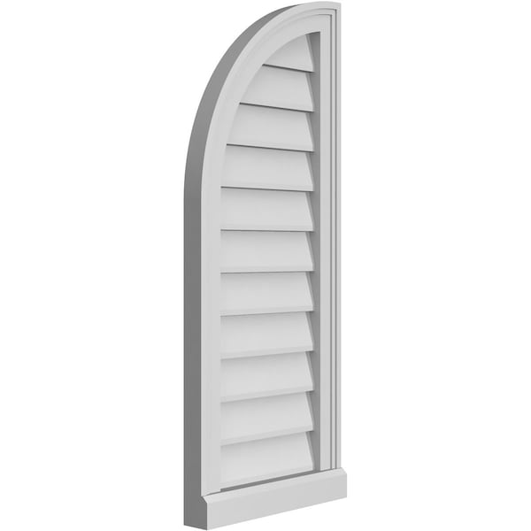 Ekena Millwork Quarter Round Top Left Surface Mount PVC Gable Vent w/ 2"W x 2"P Brickmould Sill Frame, 14"W x 34"H - GVPQL14X3403SN
