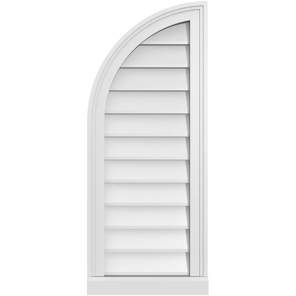 Ekena Millwork Quarter Round Top Left Surface Mount PVC Gable Vent w/ 2"W x 2"P Brickmould Sill Frame, 14"W x 34"H - GVPQL14X3403SN