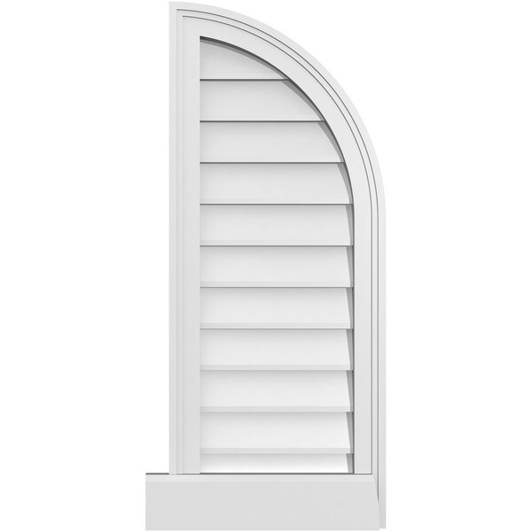 Ekena Millwork Quarter Round Top Right Surface Mount PVC Gable Vent w/ 2"W x 2"P Brickmould Sill Frame, 14"W x 34"H - GVPQR14X3403SN