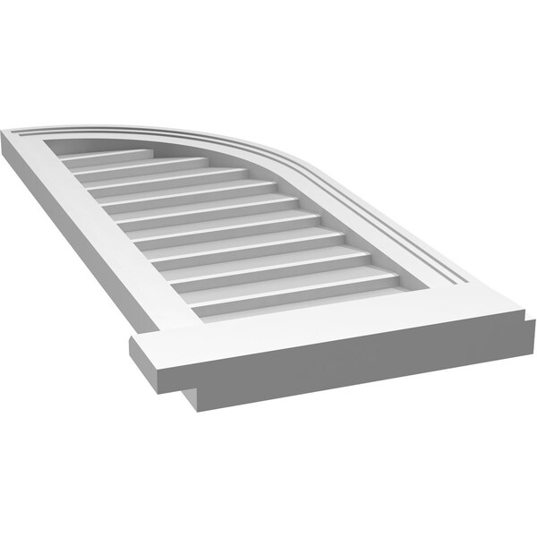 Ekena Millwork Quarter Round Top Right Surface Mount PVC Gable Vent w/ 2"W x 2"P Brickmould Sill Frame, 14"W x 34"H - GVPQR14X3403SN