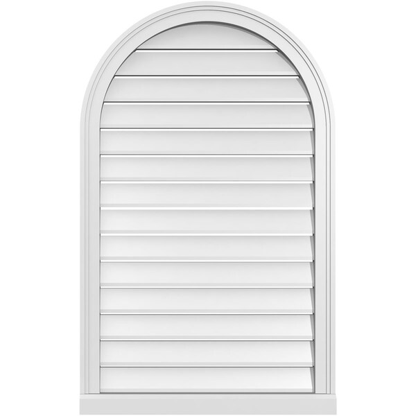 Ekena Millwork Round Top Surface Mount PVC Gable Vent: Functional, w/ 2"W x 2"P Brickmould Sill Frame, 26"W x 42"H - GVPRT26X4203SF