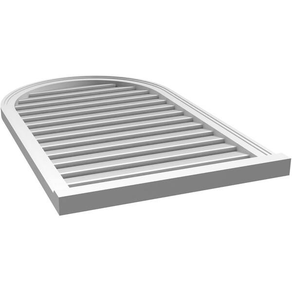 Ekena Millwork Round Top Surface Mount PVC Gable Vent: Functional, w/ 2"W x 2"P Brickmould Sill Frame, 26"W x 42"H - GVPRT26X4203SF