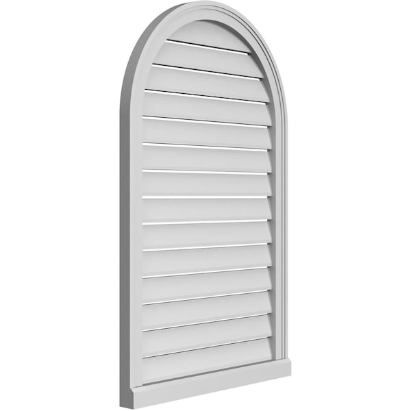 Ekena Millwork Round Top Surface Mount PVC Gable Vent: Functional, w/ 2"W x 2"P Brickmould Sill Frame, 26"W x 42"H - GVPRT26X4203SF
