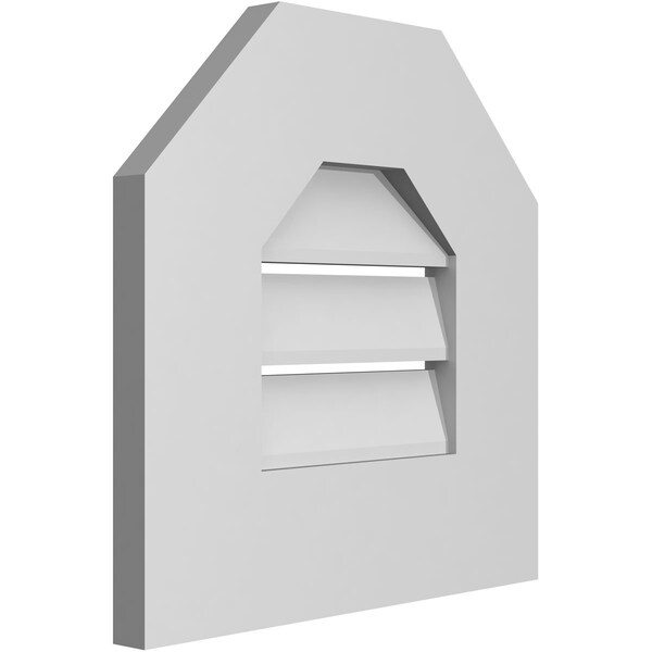 Ekena Millwork Octagonal Top Surface Mount PVC Gable Vent: Functional, w/ 3-1/2"W x 1"P Standard Frame, 14"W x 14"H - GVPOT14X1401SF