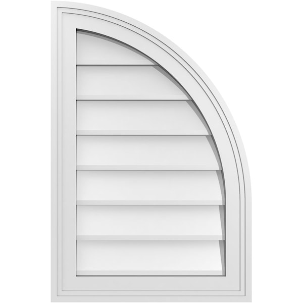 Ekena Millwork Quarter Round Top Right Surface Mount PVC Gable Vent w/ 2"W x 1-1/2"P Brickmould Frame, 16"W x 24"H - GVPQR16X2402SN