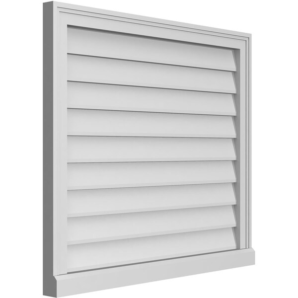 Ekena Millwork Vertical Surface Mount PVC Gable Vent w/ 2"W x 2"H , Brickmould Sill Frame, 32"W x 28"H - GVPVE32X2803SN