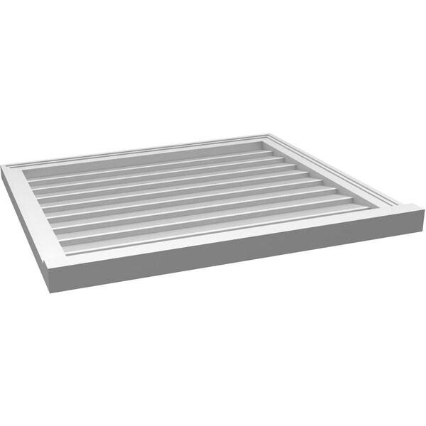 Ekena Millwork Vertical Surface Mount PVC Gable Vent w/ 2"W x 2"H , Brickmould Sill Frame, 32"W x 28"H - GVPVE32X2803SN