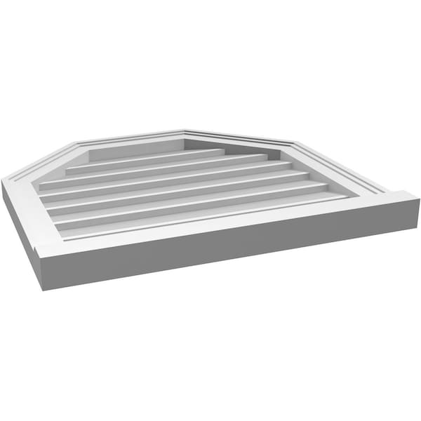 Ekena Millwork Octagonal Top Surface Mount PVC Gable Vent w/ 2"W x 2"P Brickmould Sill Frame, 24"W x 22"H - GVPOT24X2203SN