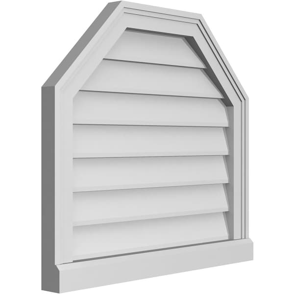Ekena Millwork Octagonal Top Surface Mount PVC Gable Vent w/ 2"W x 2"P Brickmould Sill Frame, 24"W x 22"H - GVPOT24X2203SN