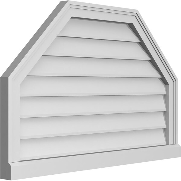Ekena Millwork Octagonal Top Surface Mount PVC Gable Vent w/ 2"W x 2"P Brickmould Sill Frame, 34"W x 22"H - GVPOT34X2203SN