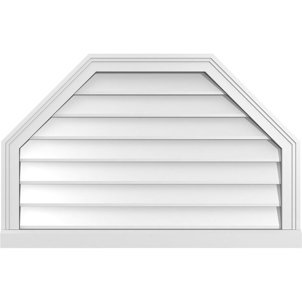Ekena Millwork Octagonal Top Surface Mount PVC Gable Vent w/ 2"W x 2"P Brickmould Sill Frame, 34"W x 22"H - GVPOT34X2203SN