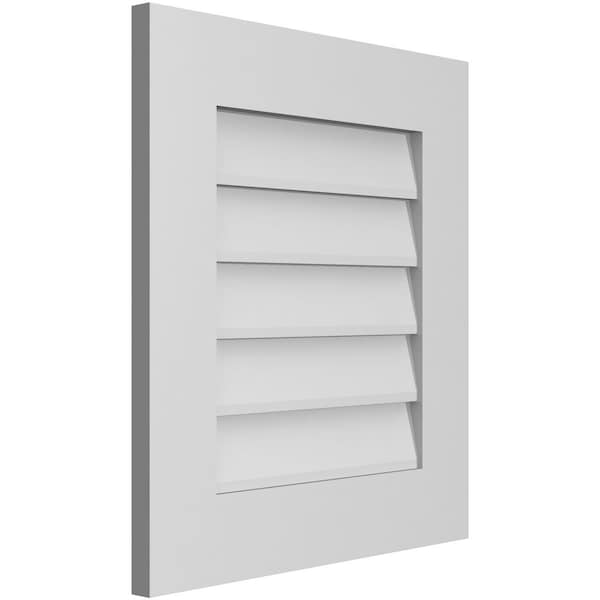 Ekena Millwork Vertical Surface Mount PVC Gable Vent: Non-Functional, w/ 3-1/2"W x 1"P Standard Frame, 20"W x 22"H - GVPVE20X2201SN