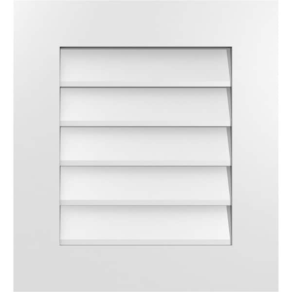 Ekena Millwork Vertical Surface Mount PVC Gable Vent: Non-Functional, w/ 3-1/2"W x 1"P Standard Frame, 20"W x 22"H - GVPVE20X2201SN