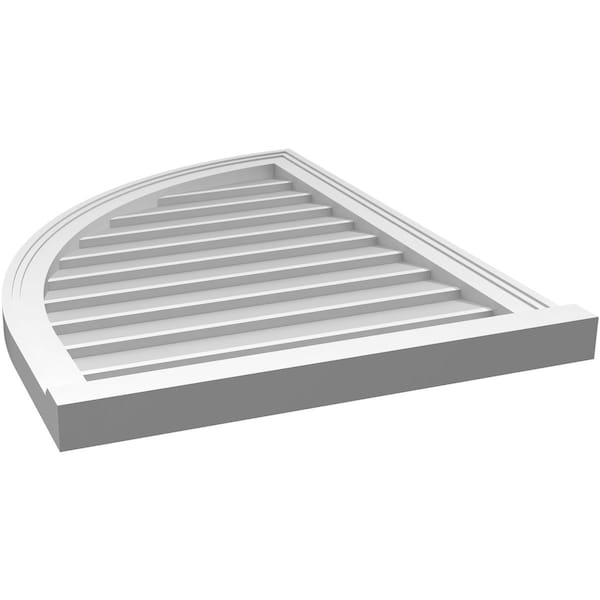 Ekena Millwork Quarter Round Top Left Surface Mount PVC Gable Vent w/ 2"W x 2"P Brickmould Sill Frame, 24"W x 32"H - GVPQL24X3203SN