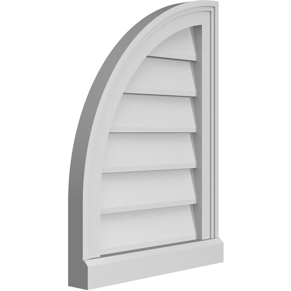 Ekena Millwork Quarter Round Top Left Surface Mount PVC Gable Vent w/ 2"W x 2"P Brickmould Sill Frame, 16"W x 22"H - GVPQL16X2203SN