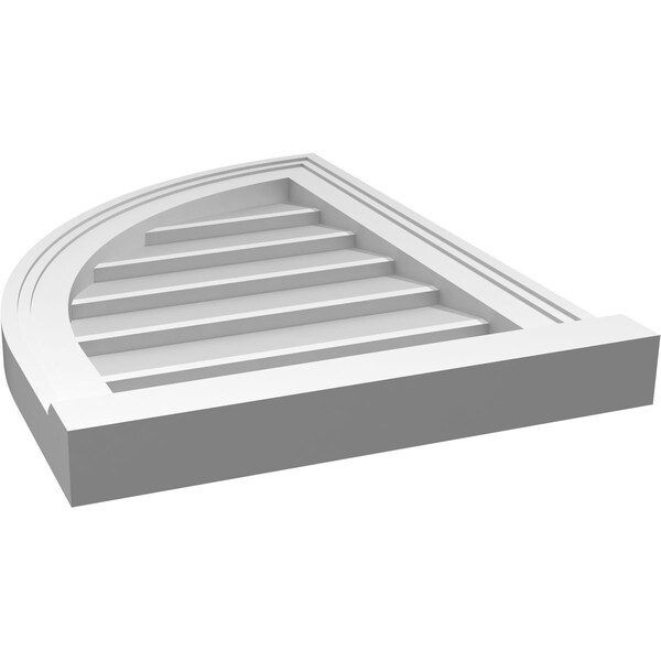 Ekena Millwork Quarter Round Top Left Surface Mount PVC Gable Vent w/ 2"W x 2"P Brickmould Sill Frame, 16"W x 22"H - GVPQL16X2203SN