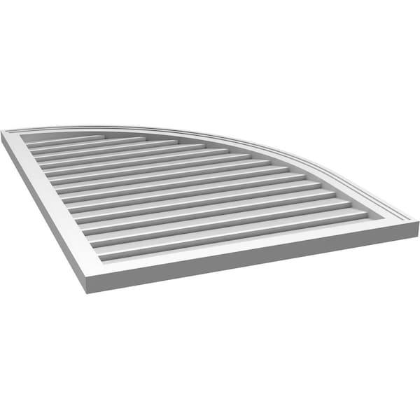 Ekena Millwork Quarter Round Top Right Surface Mount PVC Gable Vent w/ 2"W x 1-1/2"P Brickmould Frame, 30"W x 42"H - GVPQR30X4202SF
