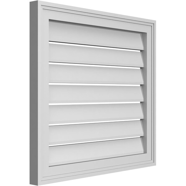 Ekena Millwork Vertical Surface Mount PVC Gable Vent: Functional, w/ 2"W x 1-1/2"P Brickmould Frame, 24"W x 22"H - GVPVE24X2202SF
