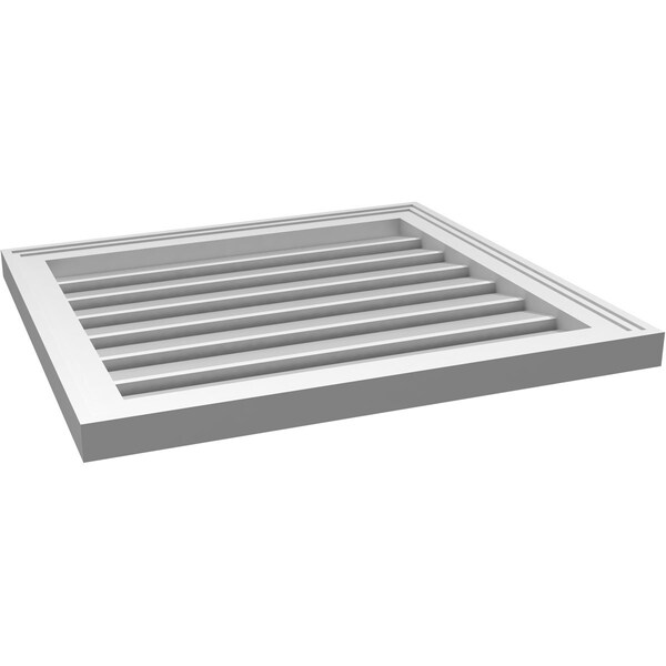 Ekena Millwork Vertical Surface Mount PVC Gable Vent: Functional, w/ 2"W x 1-1/2"P Brickmould Frame, 24"W x 22"H - GVPVE24X2202SF