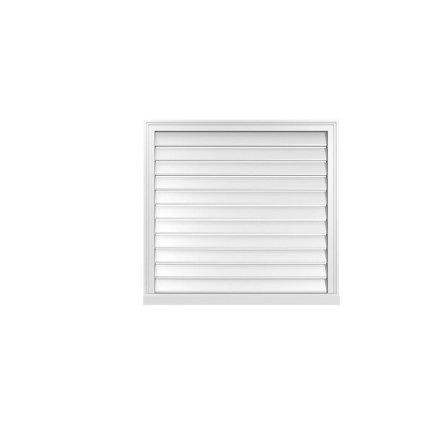 Ekena Millwork Vertical Surface Mount PVC Gable Vent: Functional, w/ 2"W x 2"P Brickmould Sill Frame, 36"W x 34"H - GVPVE36X3403SF