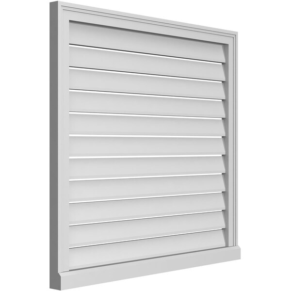 Ekena Millwork Vertical Surface Mount PVC Gable Vent: Functional, w/ 2"W x 2"P Brickmould Sill Frame, 36"W x 34"H - GVPVE36X3403SF