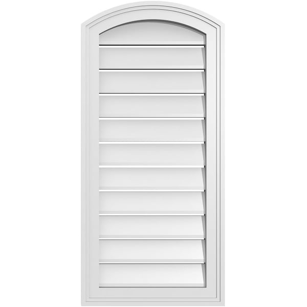 Ekena Millwork Arch Top Surface Mount PVC Gable Vent: Non-Functional, w/2"W x 1-1/2"P Brickmould Frame, 16"W x 32"H - GVPAR16X3202SN