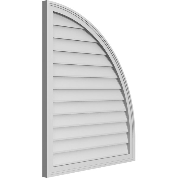 Ekena Millwork Quarter Round Top Right Surface Mount PVC Gable Vent w/ 2"W x 1-1/2"P Brickmould Frame, 32"W x 38"H - GVPQR32X3802SN